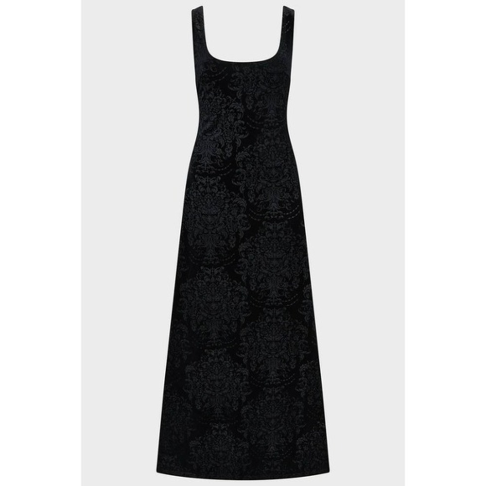 Killstar Crimson Fiend Black Burnout Velvet Damask Maxi Dress Womens Goth Scoop